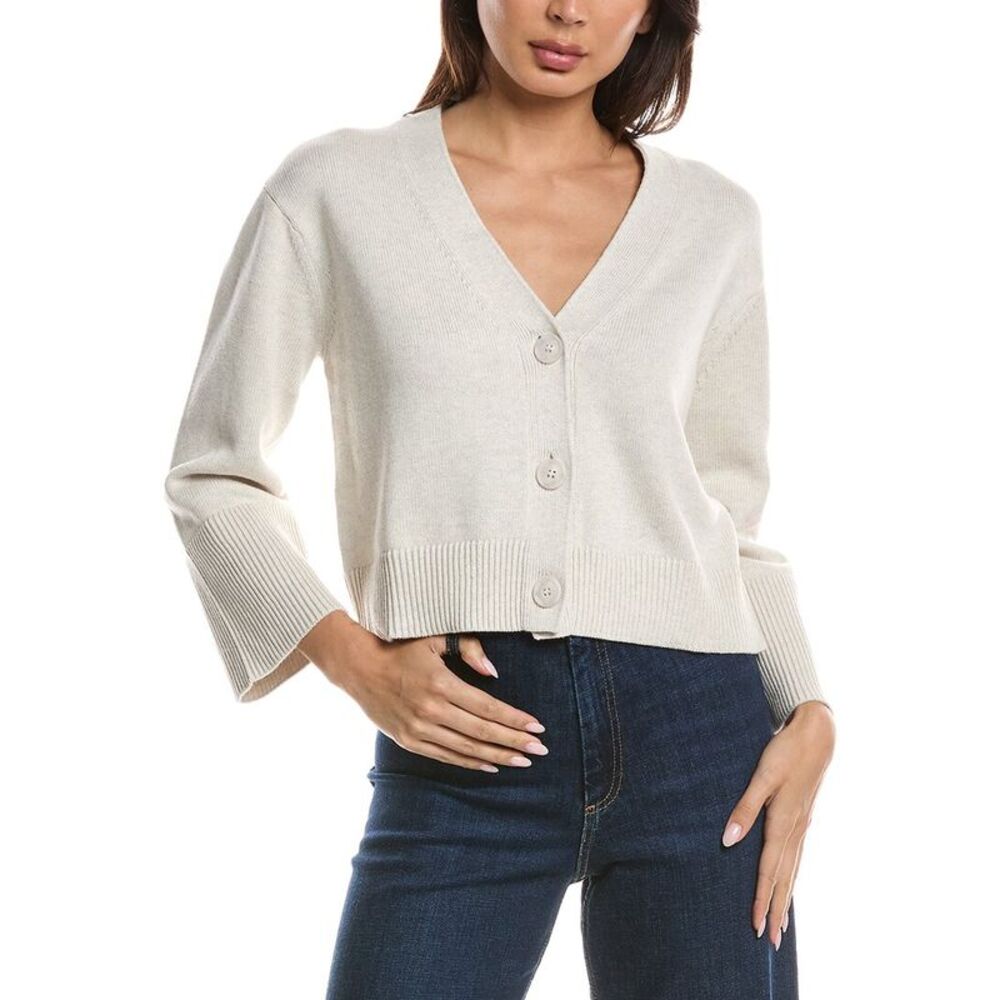 Forte Cashmere Womens  Wide Sleeve Button Shoulder Sweater, Brown